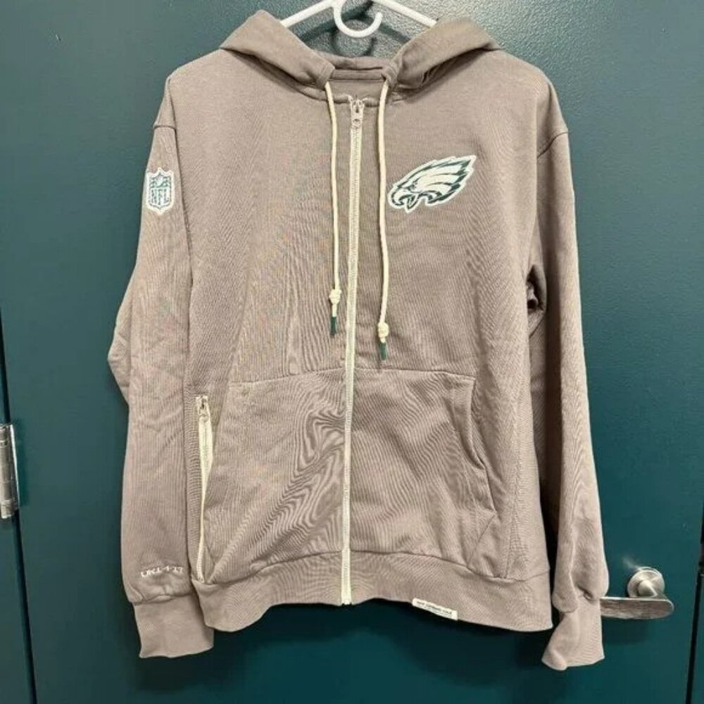 Nike Philadelphia Eagles Men's Grey Sideline Player Full Zip Jacket - Small